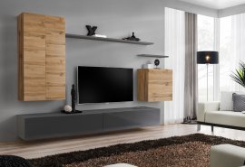 Regal für Wohnzimmer Switch II 270 cm - Wotan/Graphit