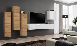 Regal für das Wohnzimmer Switch III 330 cm - Wotan/Weiß