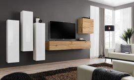 Regal für das Wohnzimmer Switch III 330 cm - Weiß/Wotan