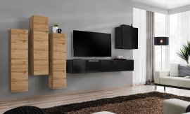 Regal für das Wohnzimmer Switch III 330 cm - Wotan/Schwarz