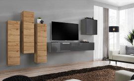 Regal für das Wohnzimmer Switch III 330 cm - Wotan/Grafit