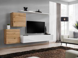 Regal für das Wohnzimmer Switch V 250 cm - Wotan/Weiß