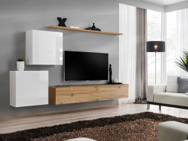 Regal für das Wohnzimmer Switch V 250 cm - Weiß/Wotan