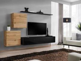 Regal für das Wohnzimmer Switch V 250 cm - Wotan/Schwarz