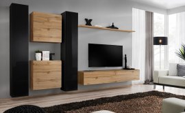 Regal für das Wohnzimmer Switch VI 330 cm - Schwarz/Wotan