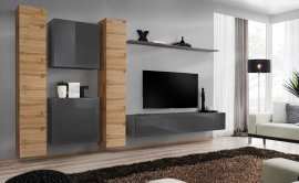 Regal für das Wohnzimmer Switch VI 330 cm - Wotan/Graphit