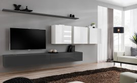 Regal für das Wohnzimmer Switch VII 340 cm - graphit/weiß