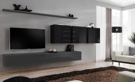 Regal für das Wohnzimmer Switch VII 340 cm - Graphit/Schwarz