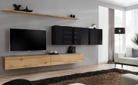 Regal für das Wohnzimmer Switch VII 340 cm - Wotan/Schwarz