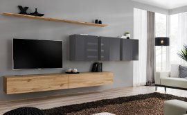 Regal für das Wohnzimmer Switch VII 340 cm - Wotan/Grafit