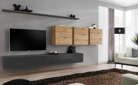 Regal für das Wohnzimmer Switch VII 340 cm - Graphit/Wotan