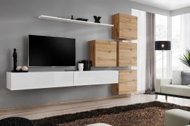 Regal für das Wohnzimmer Switch IX 310 cm - Weiß/Wotan