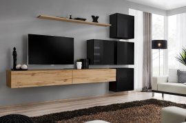 Regal für das Wohnzimmer Switch IX 310 cm - Wotan/Schwarz
