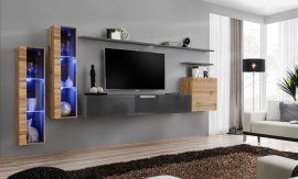 Wohnzimmerregal Switch XI 330 cm LED - Wotan/Grafit