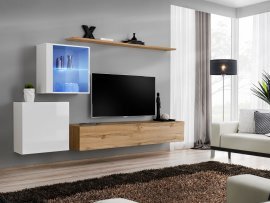Regal für das Wohnzimmer Switch XV 250 cm LED - Weiß/Wotan