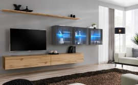 Regal für das Wohnzimmer Switch XVII 340 cm LED - Wotan/Graphit