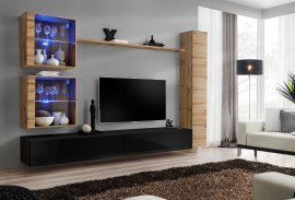 Regal für das Wohnzimmer Switch XVIII 280 cm LED - Wotan/Schwarz