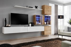 Regal für Wohnzimmer Switch XIX 310 cm LED - weiß/wotan