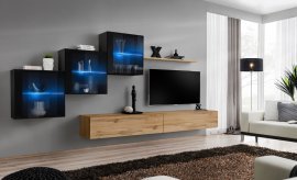 Regal für Wohnzimmer Switch XX 310 cm LED - schwarz/wotan