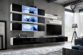 Regal für Wohnzimmer FLY J3 320 cm LED - weiß/schwarz