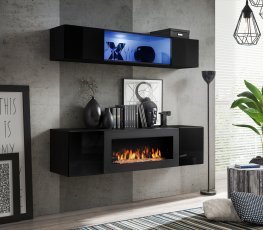 Regal+Kamin FLY N3 160 cm LED - schwarz