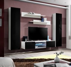 Regal für das Wohnzimmer FLY O1 260 cm LED - weiß/schwarz