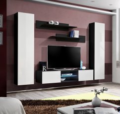 Regal für das Wohnzimmer FLY O1 260 cm LED - schwarz/weiß