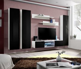 Regal für das Wohnzimmer FLY P1 310 cm LED - weiß/schwarz