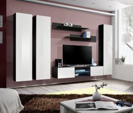 Regal für Wohnzimmer FLY P1 310 cm LED - schwarz/weiß