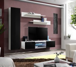 Regal für das Wohnzimmer FLY R1 210 cm LED - weiß/schwarz
