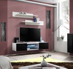 Regal für das Wohnzimmer FLY 33 LED - weiß/schwarz