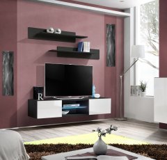 Regal für Wohnzimmer FLY 33 LED - schwarz/weiß