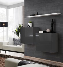 Regal für Wohnzimmer Switch SB I - Graphit/Weiß