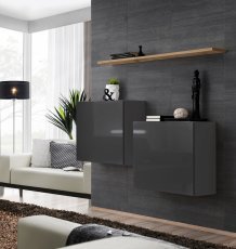 Regal für das Wohnzimmer Switch SB I - Graphit/Wotan Eiche