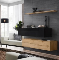 Regal für das Wohnzimmer Switch SB II - Schwarz/Wotan Eiche