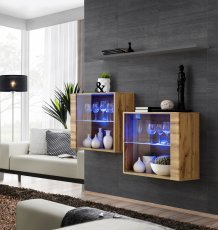 Regal für das Wohnzimmer Switch SB III LED - Wotan Eiche/Graphit