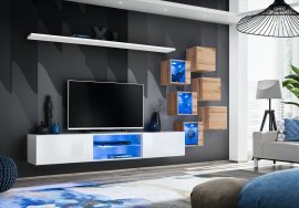 Regal für das Wohnzimmer Switch XXI LED - weiß/Wotan Eiche