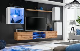 Regal für das Wohnzimmer Switch XXIII 250 cm LED - weiß/Wotan Eiche