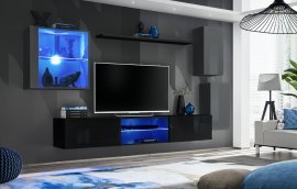 Regal für das Wohnzimmer Switch XXIII 250 cm LED - Graphit/Wotan Eiche