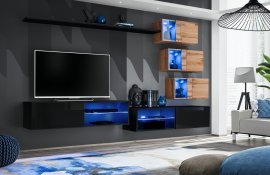 Regal für das Wohnzimmer Switch XXIV 260 cm LED - schwarz/Wotan Eiche