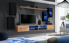 Regal für das Wohnzimmer Switch XXV 280 cm LED - schwarz/Wotaneiche
