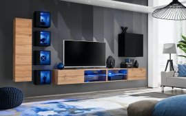 Regal für das Wohnzimmer Switch XXVI 320 cm LED - Wotan Eiche/Schwarz