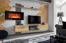Regal für das Wohnzimmer Flame E mit elektrischem Kamin