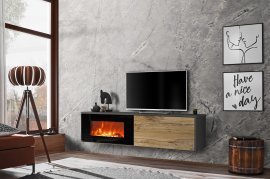 TV-Kommode Dallas E mit Elektrokamin - anthrazit/Flagstaff Eiche