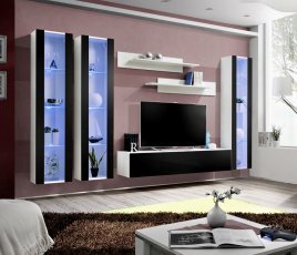 Regal für Wohnzimmer FLY C2 - weiß/schwarz