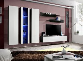 Regal für das Wohnzimmer FLY C4 - schwarz/weiß