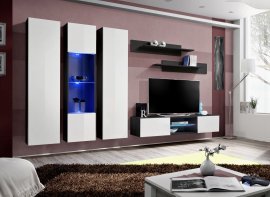 Regal für Wohnzimmer FLY P5 - schwarz/weiß