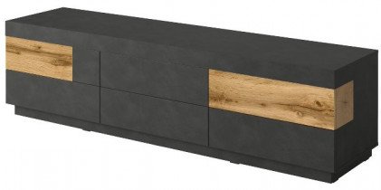 TV-Lowboard Silke groß – Schwarz matt/Eiche Wotan – 241NGY40