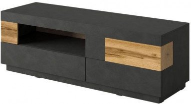 TV-Schrank Silke klein – Schwarz matt/Eiche Wotan – 241NGY41