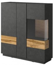 Vitrine-Schrank Silke 3 – Schwarz matt/Eiche Wotan – 241NGY46